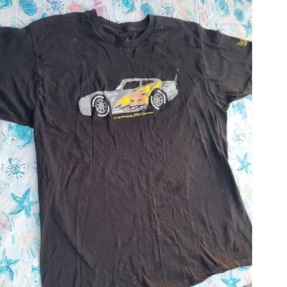 Disney Parks Cars Land Lightning McQueen 95 Black Graphic T-Shirt Mens XL